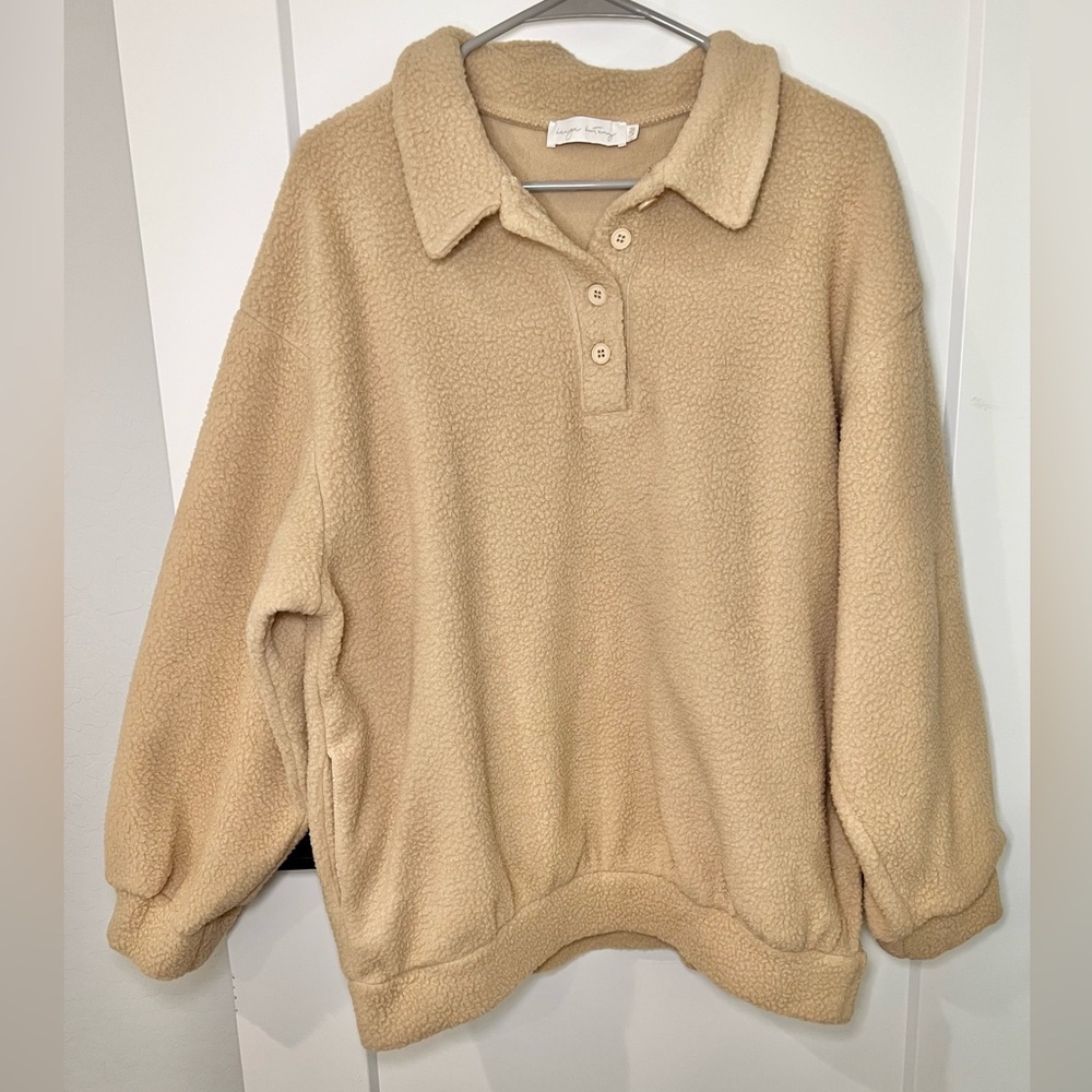 Teddy Bear Beige Soft & Cozy Polo Sweater
